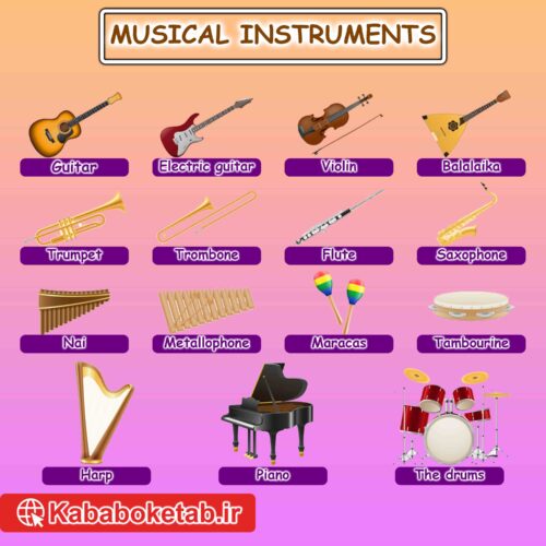 معرفی ساز های موسیقی به زبان انگلیسی همراه با تصویر | Musical Instruments in English